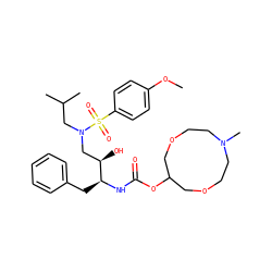 COc1ccc(S(=O)(=O)N(CC(C)C)C[C@@H](O)[C@H](Cc2ccccc2)NC(=O)OC2COCCN(C)CCOC2)cc1 ZINC000044351392