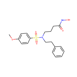 COc1ccc(S(=O)(=O)N(CCCC(=O)NO)CCc2ccccc2)cc1 ZINC000095559128