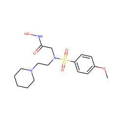 COc1ccc(S(=O)(=O)N(CCN2CCCCC2)CC(=O)NO)cc1 ZINC000013764101