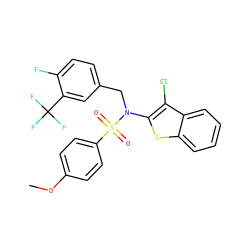 COc1ccc(S(=O)(=O)N(Cc2ccc(F)c(C(F)(F)F)c2)c2sc3ccccc3c2Cl)cc1 ZINC000115232903