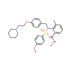 COc1ccc(S(=O)(=O)N(Cc2ccc(OCCN3CCCCC3)cc2)c2c(C)cccc2C(=O)NO)cc1 ZINC000026752239