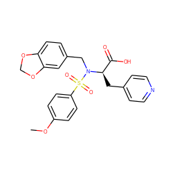 COc1ccc(S(=O)(=O)N(Cc2ccc3c(c2)OCO3)[C@H](Cc2ccncc2)C(=O)O)cc1 ZINC000013440890