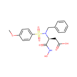 COc1ccc(S(=O)(=O)N(Cc2ccccc2)[C@@H](CC(=O)O)C(=O)NO)cc1 ZINC000095562565