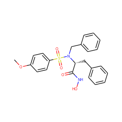 COc1ccc(S(=O)(=O)N(Cc2ccccc2)[C@H](Cc2ccccc2)C(=O)NO)cc1 ZINC000013764122