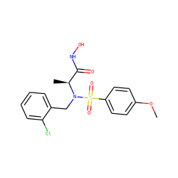 COc1ccc(S(=O)(=O)N(Cc2ccccc2Cl)[C@@H](C)C(=O)NO)cc1 ZINC000010450309