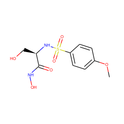 COc1ccc(S(=O)(=O)N[C@H](CO)C(=O)NO)cc1 ZINC000043104416