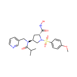 COc1ccc(S(=O)(=O)N2C[C@@H](N(Cc3cccnc3)C(=O)C(C)C)C[C@@H]2C(=O)NO)cc1 ZINC000013835731