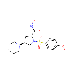 COc1ccc(S(=O)(=O)N2C[C@@H](N3CCCCC3)C[C@@H]2C(=O)NO)cc1 ZINC000013835741