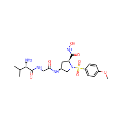 COc1ccc(S(=O)(=O)N2C[C@@H](NC(=O)CNC(=O)[C@@H](N)C(C)C)C[C@H]2C(=O)NO)cc1 ZINC000169329013