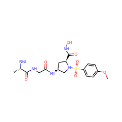 COc1ccc(S(=O)(=O)N2C[C@@H](NC(=O)CNC(=O)[C@H](C)N)C[C@H]2C(=O)NO)cc1 ZINC000169326458