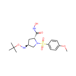 COc1ccc(S(=O)(=O)N2C[C@@H](NOC(C)(C)C)C[C@@H]2C(=O)NO)cc1 ZINC000013803465