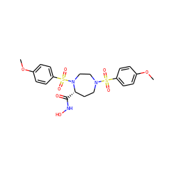 COc1ccc(S(=O)(=O)N2CC[C@H](C(=O)NO)N(S(=O)(=O)c3ccc(OC)cc3)CC2)cc1 ZINC000025969401