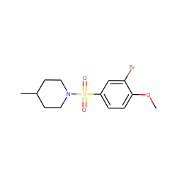 COc1ccc(S(=O)(=O)N2CCC(C)CC2)cc1Br ZINC000000378896