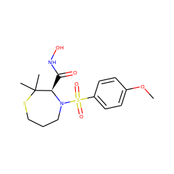 COc1ccc(S(=O)(=O)N2CCCSC(C)(C)[C@H]2C(=O)NO)cc1 ZINC000001488165