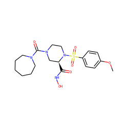 COc1ccc(S(=O)(=O)N2CCN(C(=O)N3CCCCCC3)C[C@@H]2C(=O)NO)cc1 ZINC000013804728