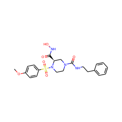 COc1ccc(S(=O)(=O)N2CCN(C(=O)NCCc3ccccc3)C[C@@H]2C(=O)NO)cc1 ZINC000013804713