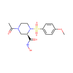 COc1ccc(S(=O)(=O)N2CCN(C(C)=O)C[C@@H]2C(=O)NO)cc1 ZINC000013804614