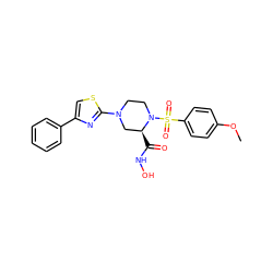 COc1ccc(S(=O)(=O)N2CCN(c3nc(-c4ccccc4)cs3)C[C@@H]2C(=O)NO)cc1 ZINC000027213391