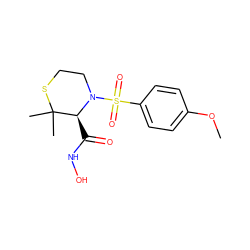 COc1ccc(S(=O)(=O)N2CCSC(C)(C)[C@@H]2C(=O)NO)cc1 ZINC000013801744