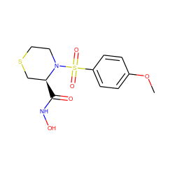 COc1ccc(S(=O)(=O)N2CCSC[C@@H]2C(=O)NO)cc1 ZINC000013801725