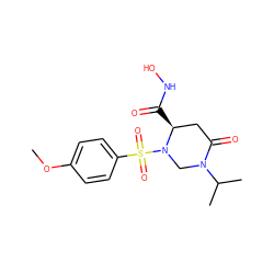 COc1ccc(S(=O)(=O)N2CN(C(C)C)C(=O)C[C@@H]2C(=O)NO)cc1 ZINC000025971016