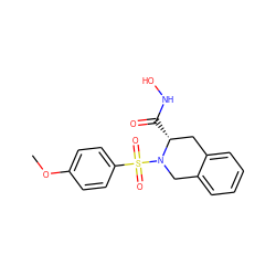 COc1ccc(S(=O)(=O)N2Cc3ccccc3C[C@H]2C(=O)NO)cc1 ZINC000003873588