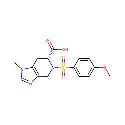 COc1ccc(S(=O)(=O)N2Cc3ncn(C)c3C[C@@H]2C(=O)O)cc1 ZINC000013797688