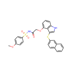 COc1ccc(S(=O)(=O)NC(=O)COc2cccc3[nH]cc(Sc4ccc5ccccc5c4)c23)cc1 ZINC000040395147