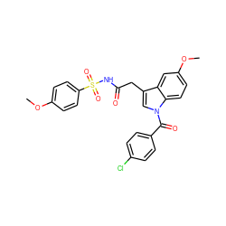 COc1ccc(S(=O)(=O)NC(=O)Cc2cn(C(=O)c3ccc(Cl)cc3)c3ccc(OC)cc23)cc1 ZINC000095583745