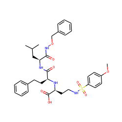 COc1ccc(S(=O)(=O)NCC[C@H](N[C@@H](CCc2ccccc2)C(=O)N[C@@H](CC(C)C)C(=O)NOCc2ccccc2)C(=O)O)cc1 ZINC000027216218