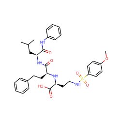 COc1ccc(S(=O)(=O)NCC[C@H](N[C@@H](CCc2ccccc2)C(=O)N[C@@H](CC(C)C)C(=O)Nc2ccccc2)C(=O)O)cc1 ZINC000027300174