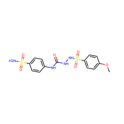 COc1ccc(S(=O)(=O)NNC(=O)Nc2ccc(S(N)(=O)=O)cc2)cc1 ZINC000299834390