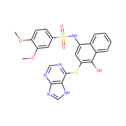 COc1ccc(S(=O)(=O)Nc2cc(Sc3ncnc4nc[nH]c34)c(O)c3ccccc23)cc1OC ZINC000103267395