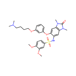 COc1ccc(S(=O)(=O)Nc2cc3c(cc2Oc2cccc(OCCCCN(C)C)c2)n(C)c(=O)n3C)cc1OC ZINC000653721408