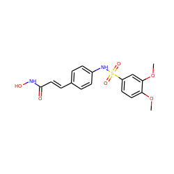 COc1ccc(S(=O)(=O)Nc2ccc(/C=C/C(=O)NO)cc2)cc1OC ZINC000001489488