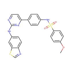 COc1ccc(S(=O)(=O)Nc2ccc(-c3ccnc(Nc4ccc5ncsc5c4)n3)cc2)cc1 ZINC000029042843