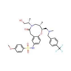 COc1ccc(S(=O)(=O)Nc2ccc3c(c2)CC(=O)N([C@@H](C)CO)C[C@H](C)[C@@H](CN(C)Cc2ccc(C(F)(F)F)cc2)O3)cc1 ZINC000095570160