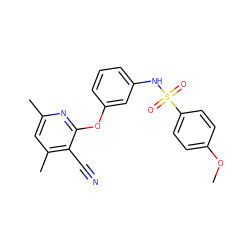 COc1ccc(S(=O)(=O)Nc2cccc(Oc3nc(C)cc(C)c3C#N)c2)cc1 ZINC000096271601