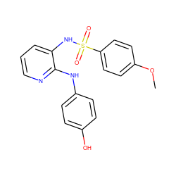 COc1ccc(S(=O)(=O)Nc2cccnc2Nc2ccc(O)cc2)cc1 ZINC000000598089