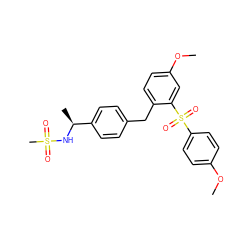 COc1ccc(S(=O)(=O)c2cc(OC)ccc2Cc2ccc([C@H](C)NS(C)(=O)=O)cc2)cc1 ZINC000028527230