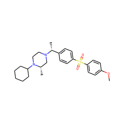COc1ccc(S(=O)(=O)c2ccc([C@@H](C)N3CCN(C4CCCCC4)[C@@H](C)C3)cc2)cc1 ZINC000022924590