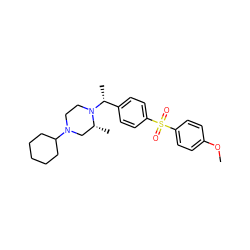 COc1ccc(S(=O)(=O)c2ccc([C@@H](C)N3CCN(C4CCCCC4)C[C@H]3C)cc2)cc1 ZINC000022924582