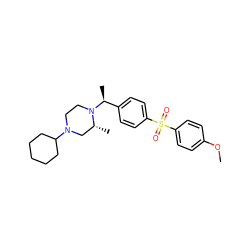 COc1ccc(S(=O)(=O)c2ccc([C@H](C)N3CCN(C4CCCCC4)C[C@H]3C)cc2)cc1 ZINC000022924577