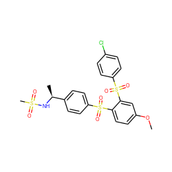 COc1ccc(S(=O)(=O)c2ccc([C@H](C)NS(C)(=O)=O)cc2)c(S(=O)(=O)c2ccc(Cl)cc2)c1 ZINC000028528937