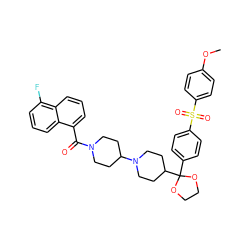 COc1ccc(S(=O)(=O)c2ccc(C3(C4CCN(C5CCN(C(=O)c6cccc7c(F)cccc67)CC5)CC4)OCCO3)cc2)cc1 ZINC000026394331