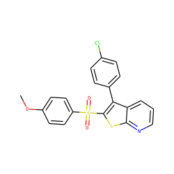 COc1ccc(S(=O)(=O)c2sc3ncccc3c2-c2ccc(Cl)cc2)cc1 ZINC000149336198