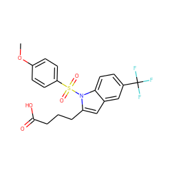 COc1ccc(S(=O)(=O)n2c(CCCC(=O)O)cc3cc(C(F)(F)F)ccc32)cc1 ZINC001772611727