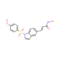 COc1ccc(S(=O)(=O)n2ccc3cc(/C=C/C(=O)NO)ccc32)cc1 ZINC000084668671
