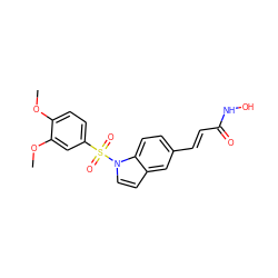 COc1ccc(S(=O)(=O)n2ccc3cc(/C=C/C(=O)NO)ccc32)cc1OC ZINC000084668672