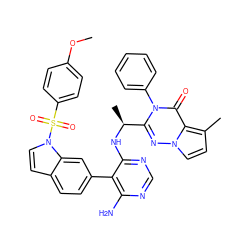 COc1ccc(S(=O)(=O)n2ccc3ccc(-c4c(N)ncnc4N[C@@H](C)c4nn5ccc(C)c5c(=O)n4-c4ccccc4)cc32)cc1 ZINC000224311742